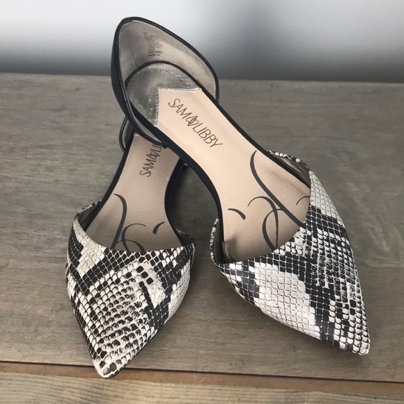 Shoes - Sam & Libby d’orsay snake skin pointed flat